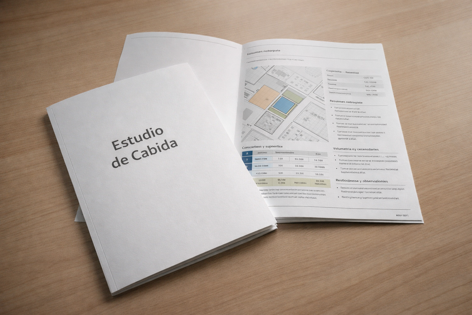 Mockup del informe de estudio de cabida